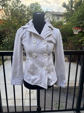 Full Tilt White Double-Breasted Pea Coat
